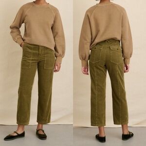 Alex Mill Neil Straight Leg Olive Green Corduroy Utility Trouser, Womens 2 Pants